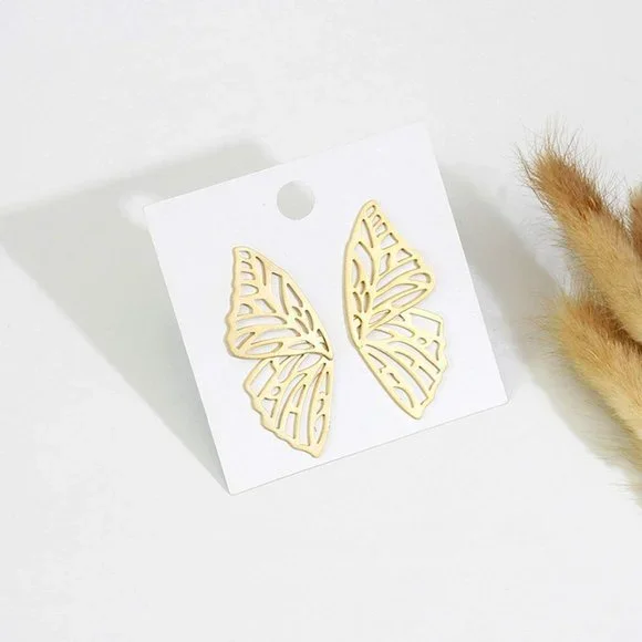 Butterfly Golden Big Earrings - Picture 5 of 6